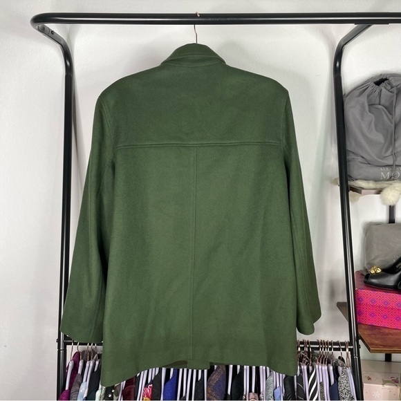 Vintage Henri Bendel New York Green Wool Cashmere Blend Pea Coat - Picture 7 of 9